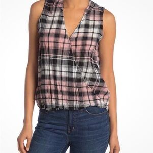 NWT Splendid Black and Pink Plaid Shirt Never Opened Country Cabincore Casual